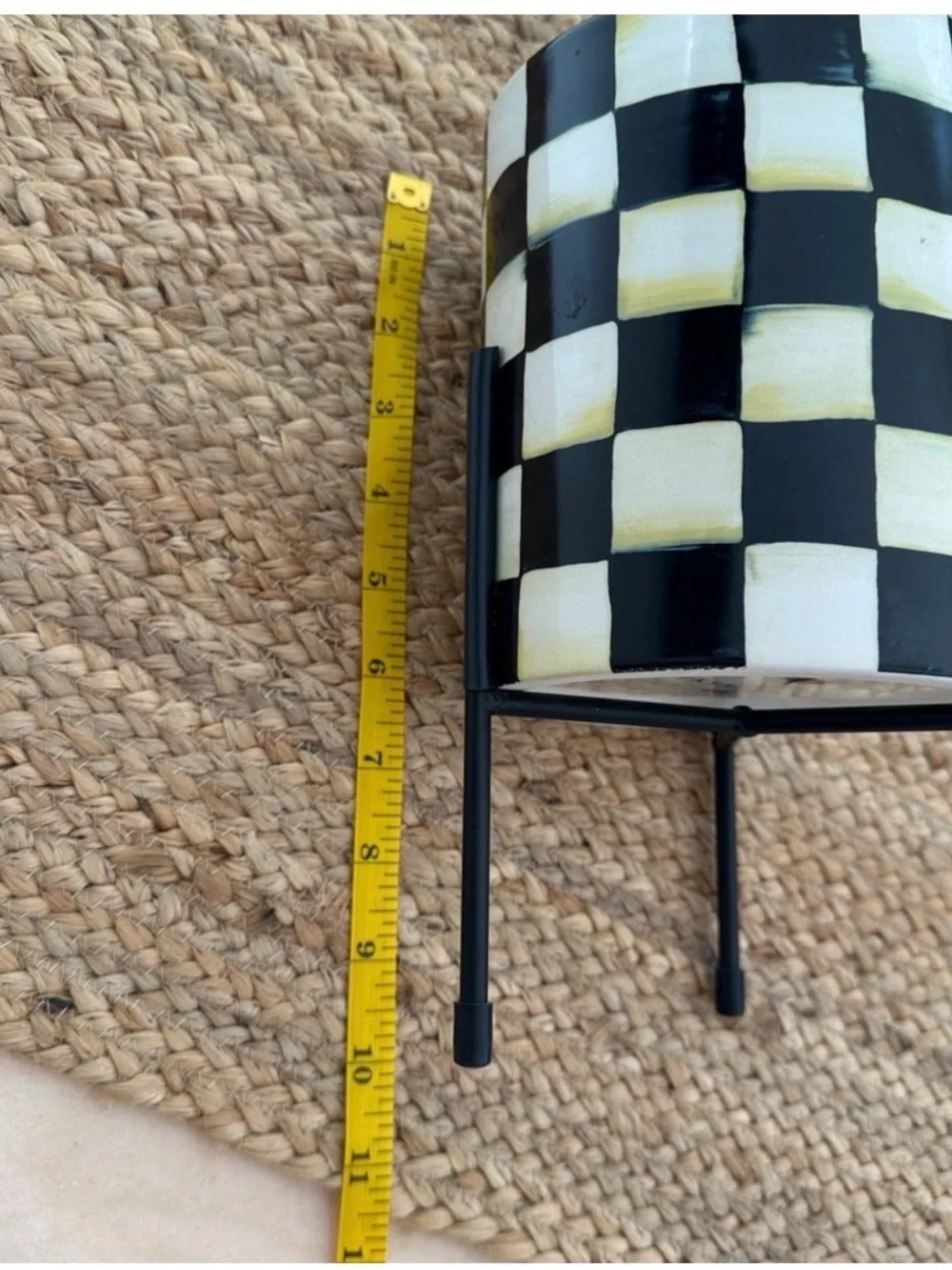 MacKenzie-Childs Black and White Checkered Ceramic Vase